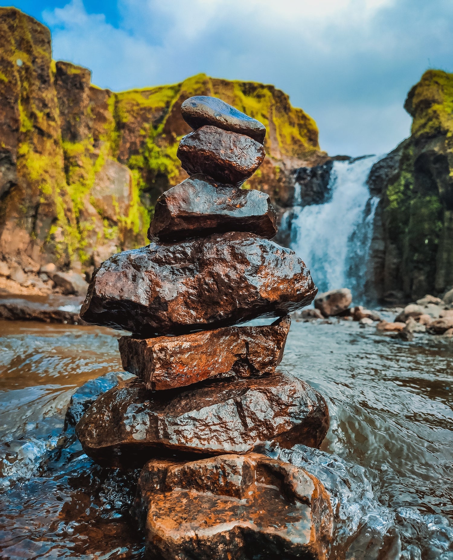 Balanced rocks representing meditation and peace